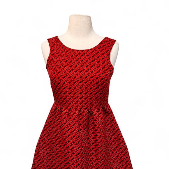Lili Wang Women's Dress SZ 2 Red Navy Fit Flare Sleeveless Glam Y2K Chic Mini - Picture 3 of 8